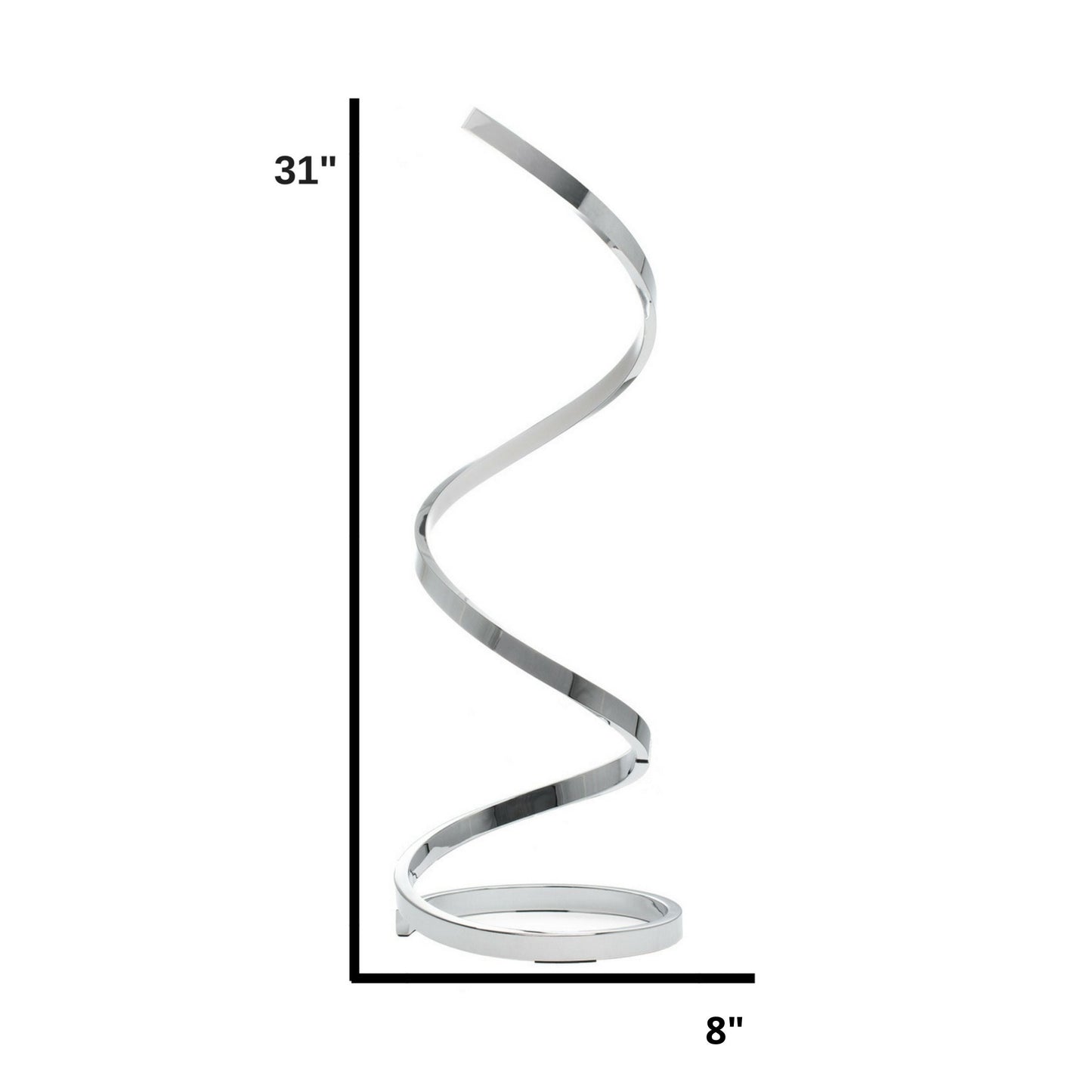 Finesse Decor 8" W x 31" H Chrome Finish 1-Light LED Strip Modern Spiral Table Lamp