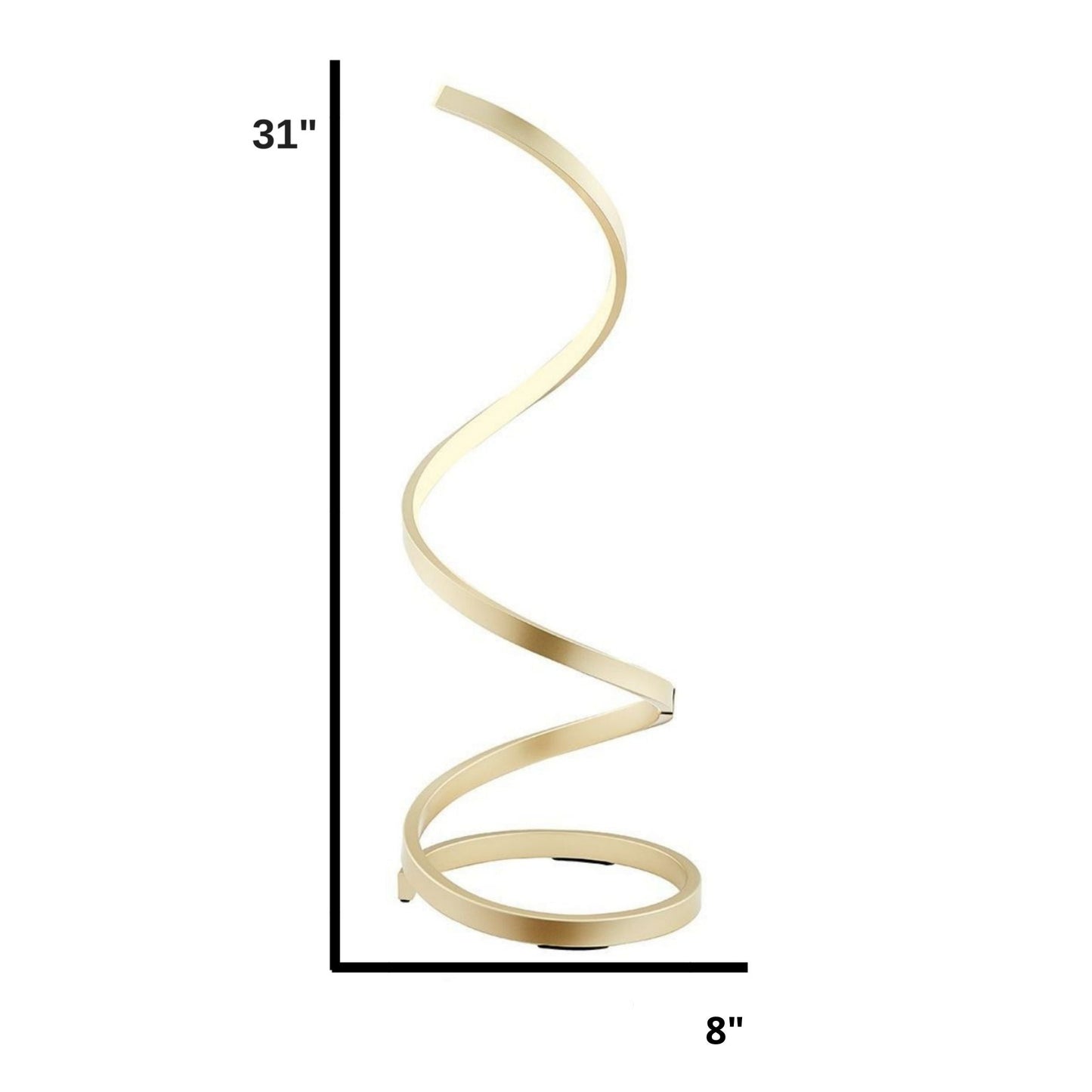 Finesse Decor 8" W x 31" H Gold Finish 1-Light LED Modern Spiral Table Lamp