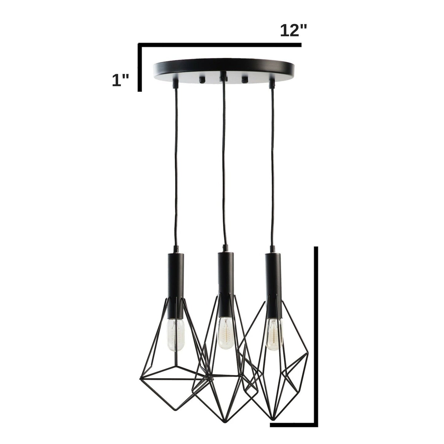 Finesse Decor Adele Matte Black Finish 3-Light Chandelier