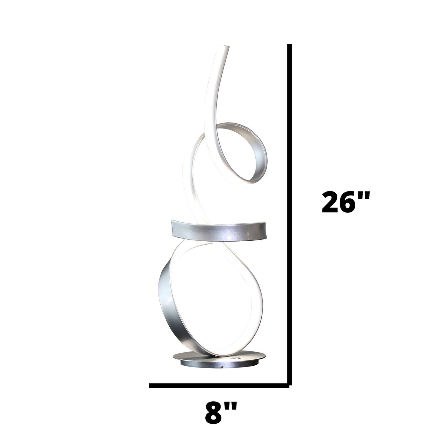 Finesse Decor Amsterdam 8" W x 26" H Silver Finish 1-Light LED Strip Table Lamp With Touch Dimmer