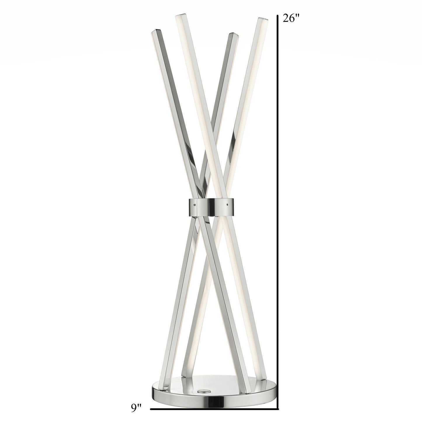 Finesse Decor Bergen 9" W x 26" H Chrome Finish 4-Light LED Strip Table Lamp With Touch Dimmer
