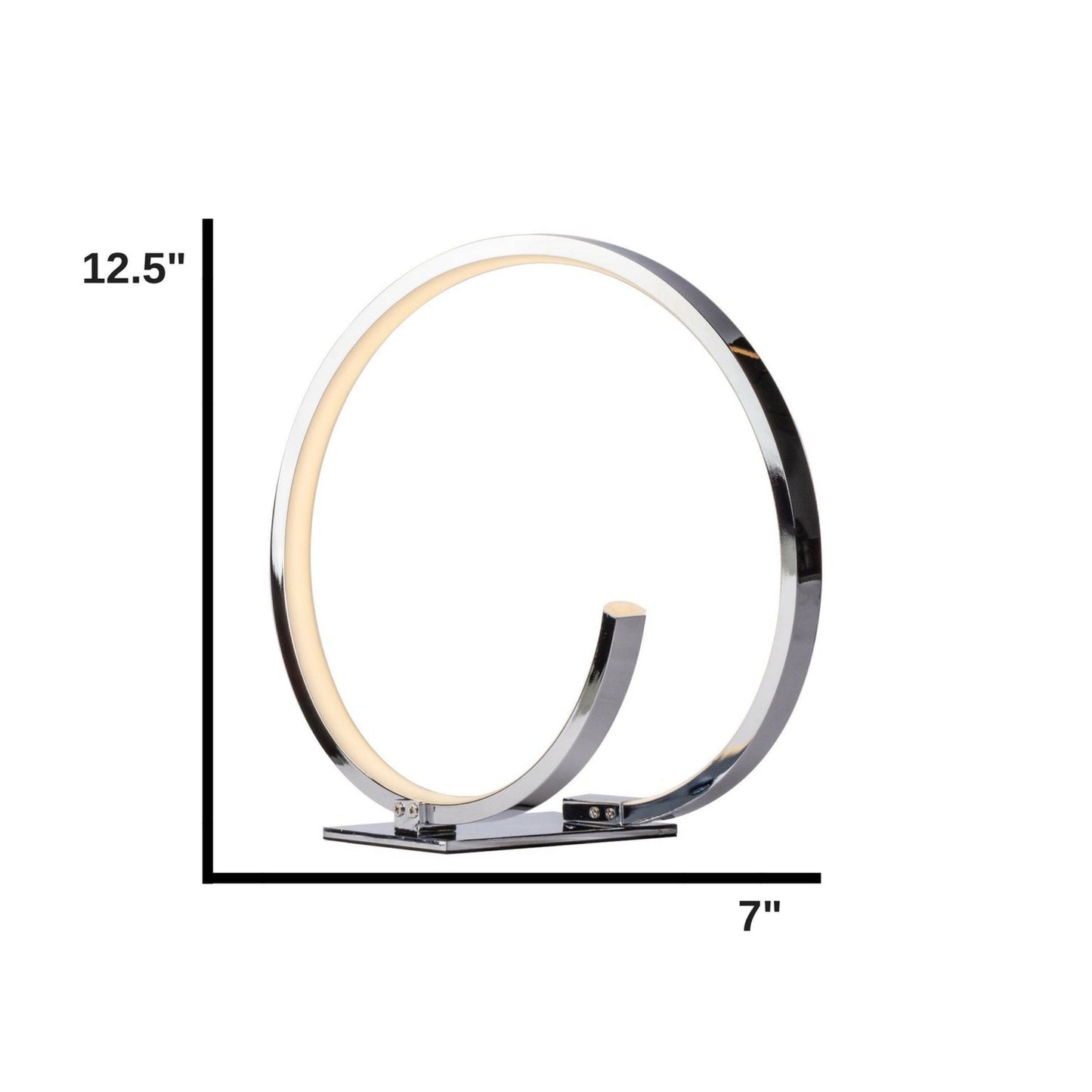 Finesse Decor Circular Design 7" W x 13" H Chrome Finish 1-Light LED Strip Table Lamp