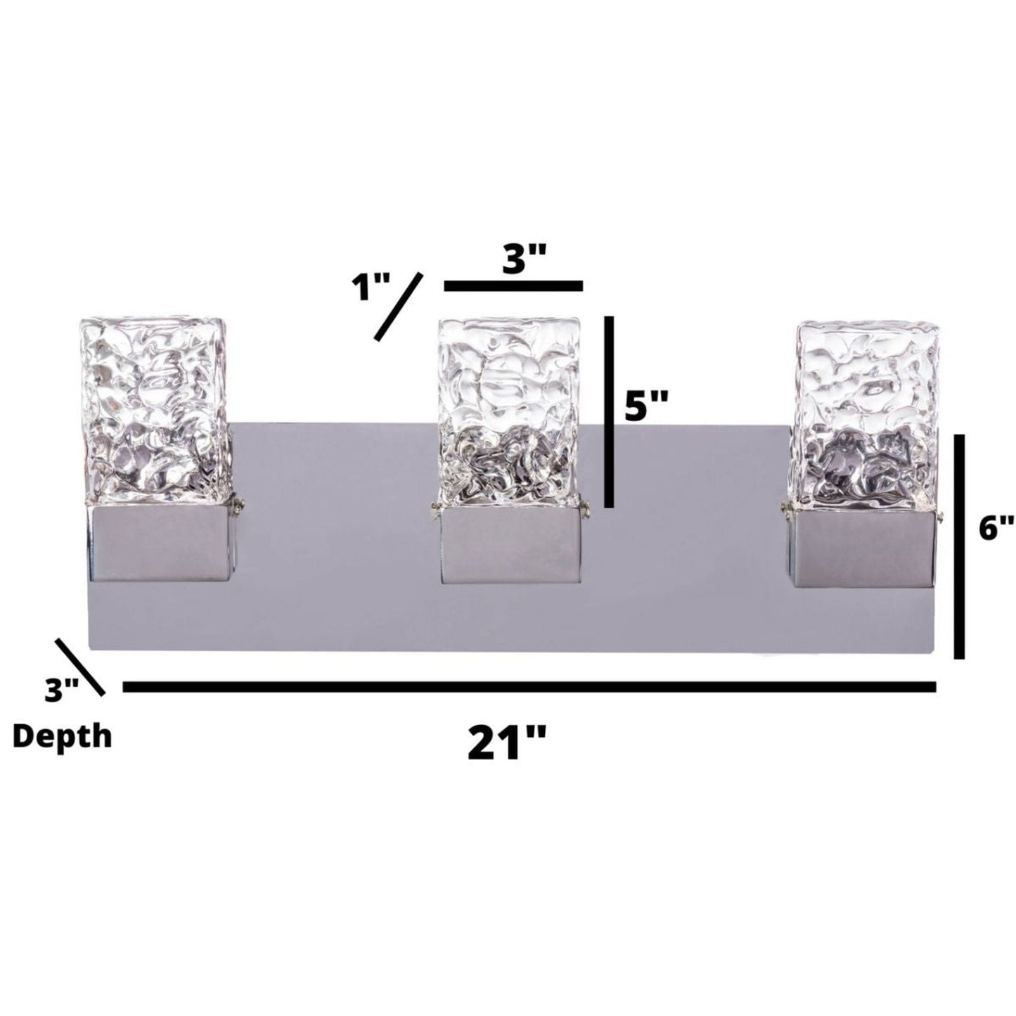 Finesse Decor Crystal 21" Chrome Finish 3-Light Wall Lamp