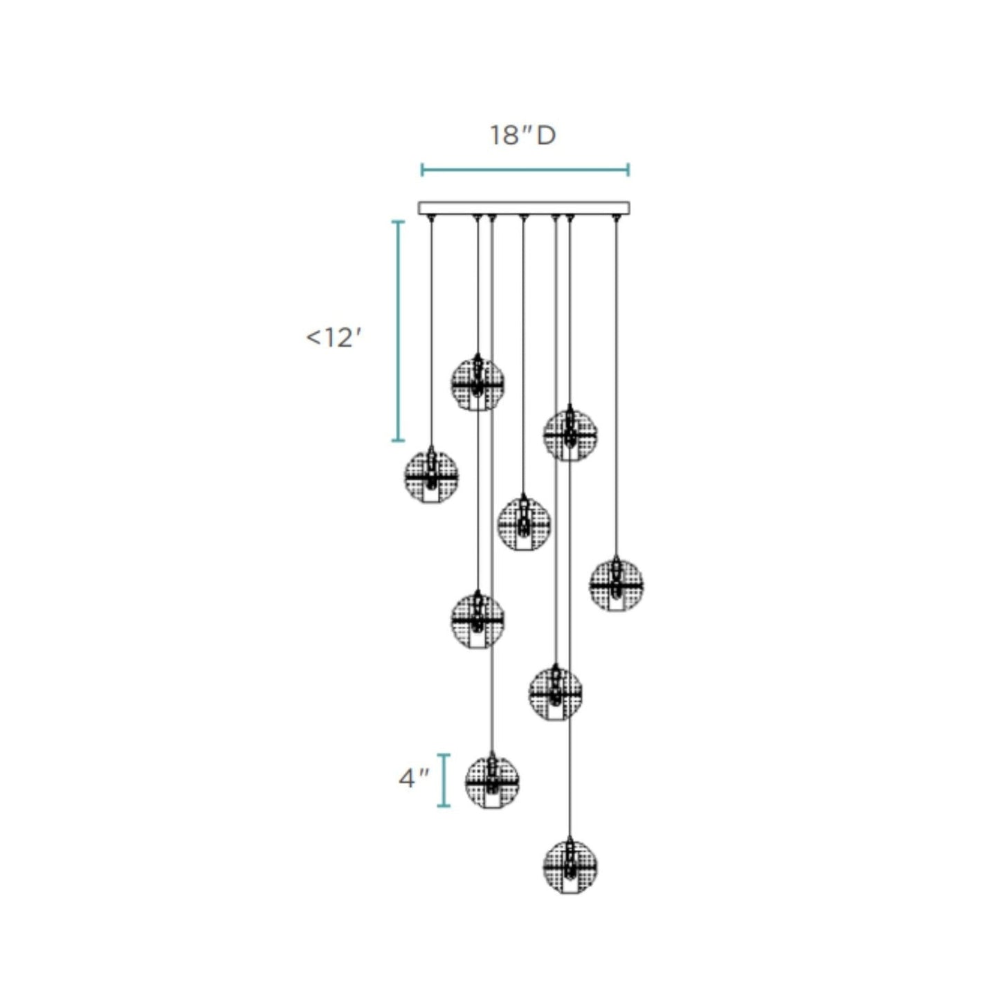 Finesse Decor Crystal Sphere 18" Chrome Finish 9-Light LED Round Canopy Chandelier