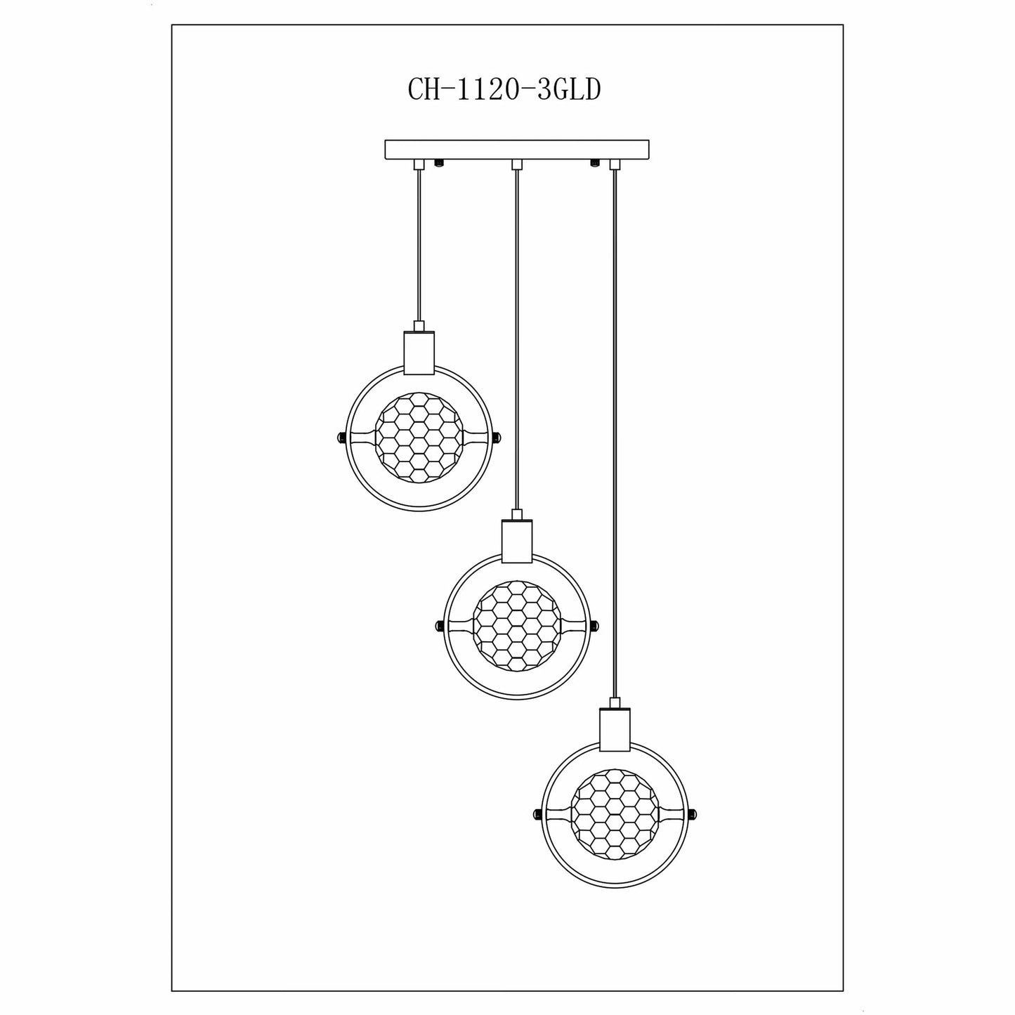 Finesse Decor Hollywood 18" W x 9" H Gold Finish 3-Light LED Crystal Globe Chandelier