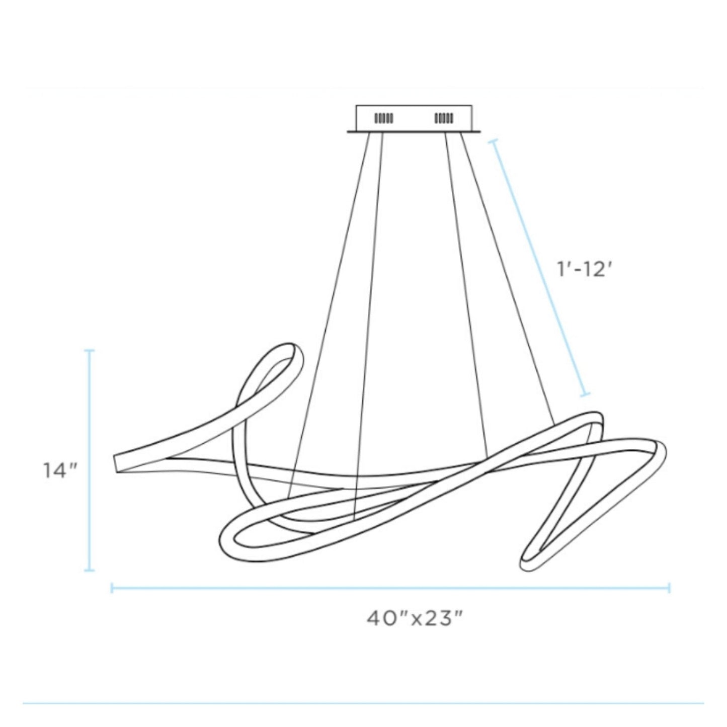 Finesse Decor Moscow 33" W x 14" H Black Finish 1-Light LED Chandelier