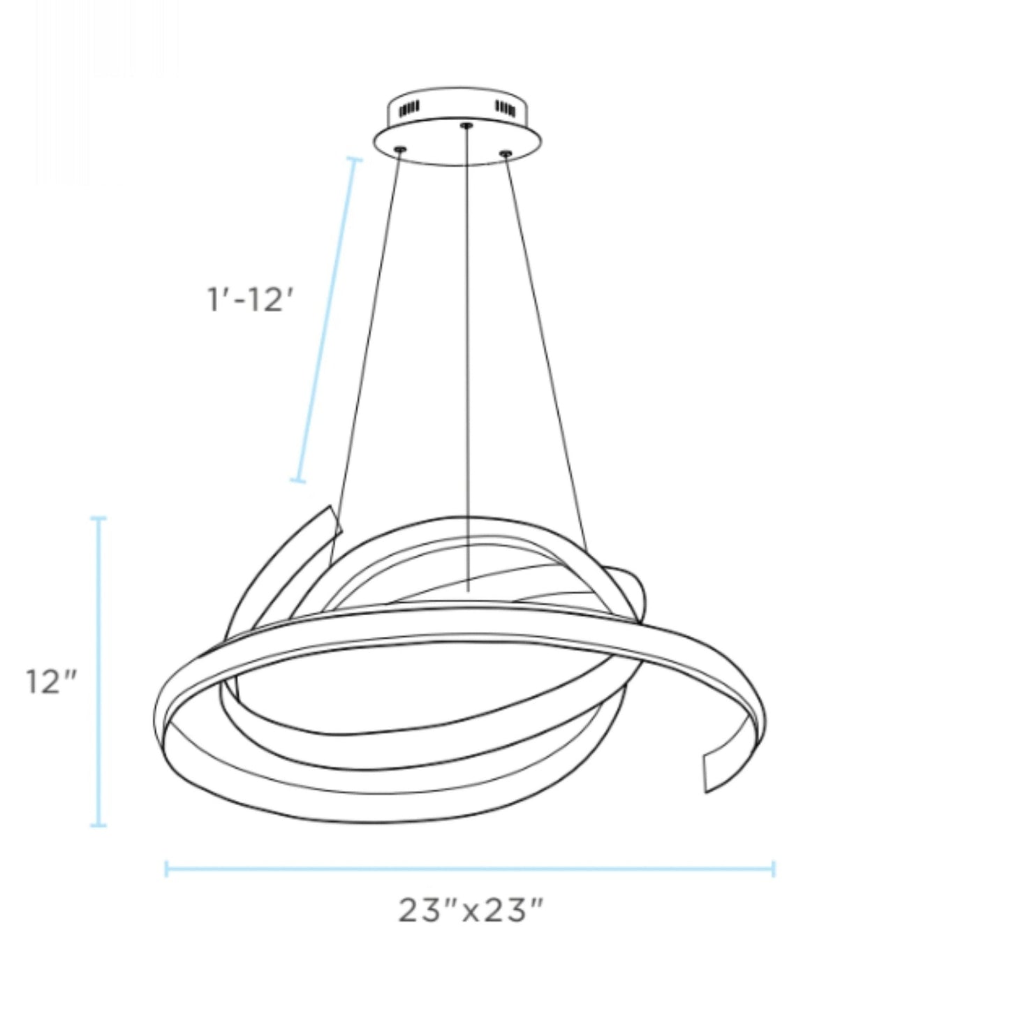 Finesse Decor Oslo 23" Black 1-Light LED Chandelier