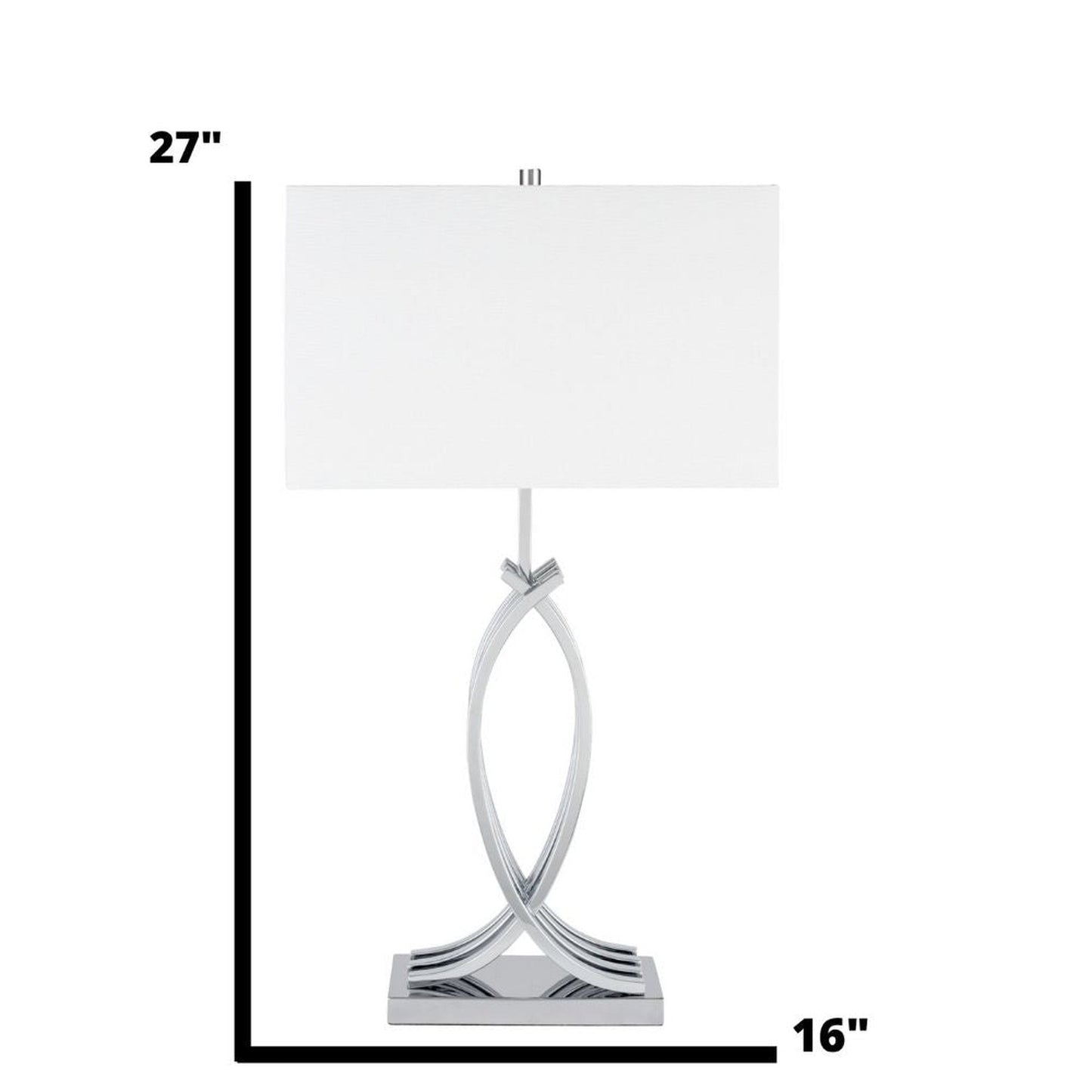 Finesse Decor Unity Chrome Finish 1-Light Table Lamp With Linen Fabric Shade