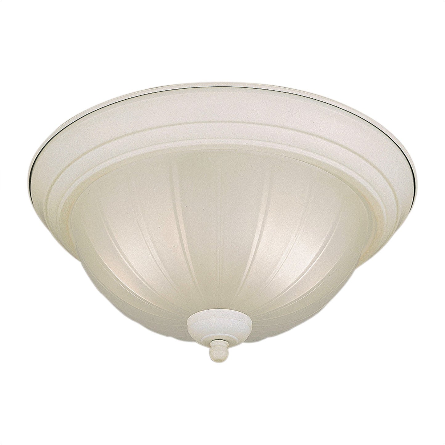 Forte Lighting Austin 13" 2-Light Steel White Flush Mount With Fluted Satin Etched Glass Shade