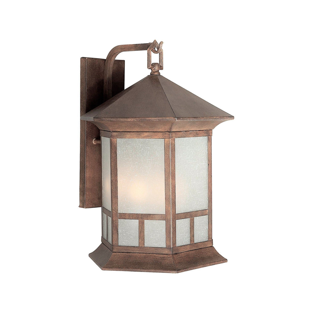 Forte Lighting Bon 13" 4-Light Brass Rustic Sienna Outdoor Wall Light With Umber Linen Glass Panel Shade