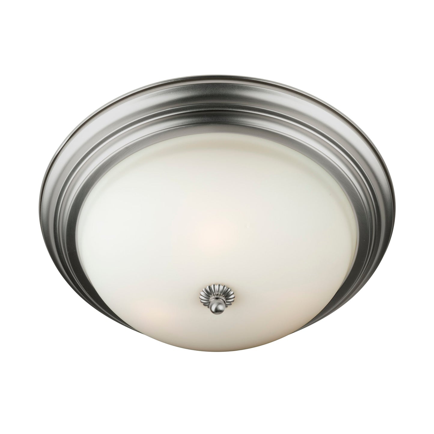 Forte Lighting Brandi 16" 3-Light Steel Brushed Nickel Flush Mount With White Glass Shade