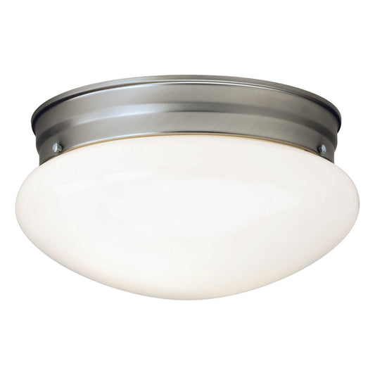 Forte Lighting Button 10" 2-Light Steel Brushed Nickel Flush Mount With Opal Glass Shade