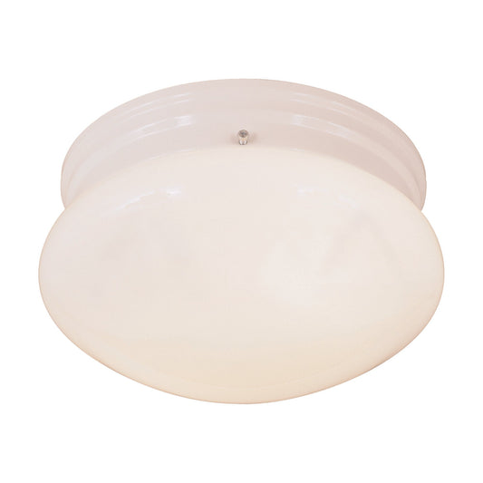 Forte Lighting Button 10" 2-Light Steel White Flush Mount With Opal Glass Shade
