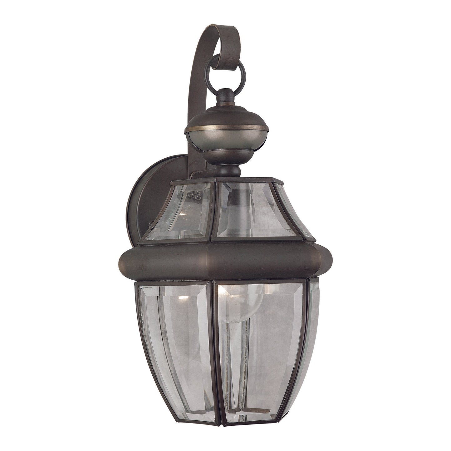 Forte Lighting Cambridge 8" Brass Royal Bronze Dusk To Dawn Motion Sensor Outdoor Wall Light With Clear Beveled Glass Panel Shade