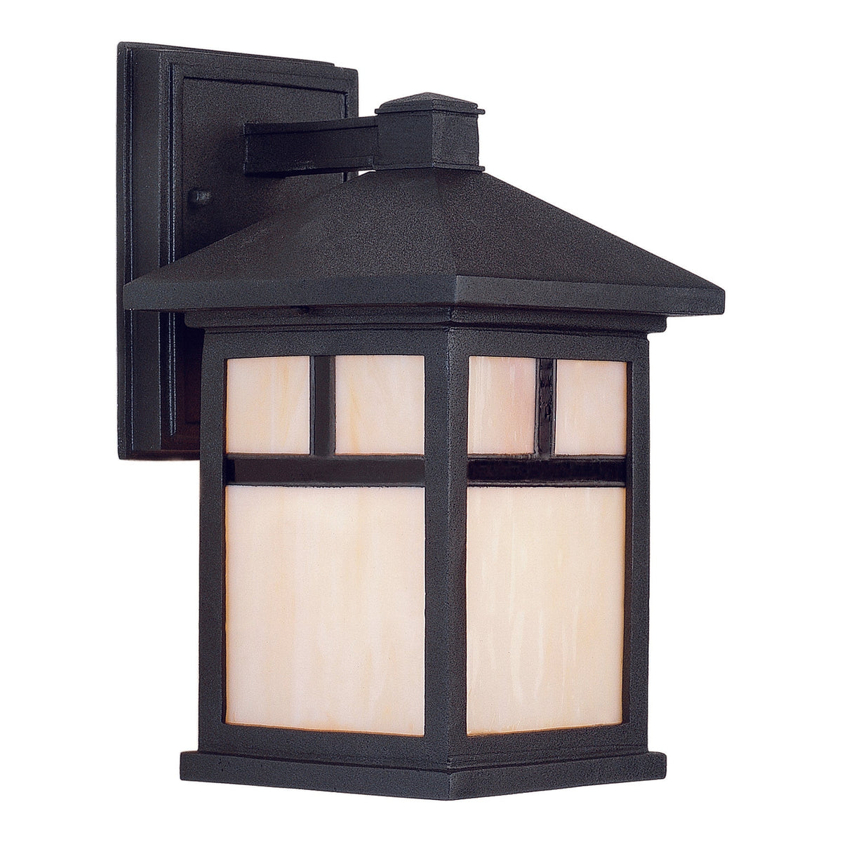Forte Lighting Cardiff 6" Die Cast Aluminum Black Dark Sky Light With Honey Glass Panels Shade