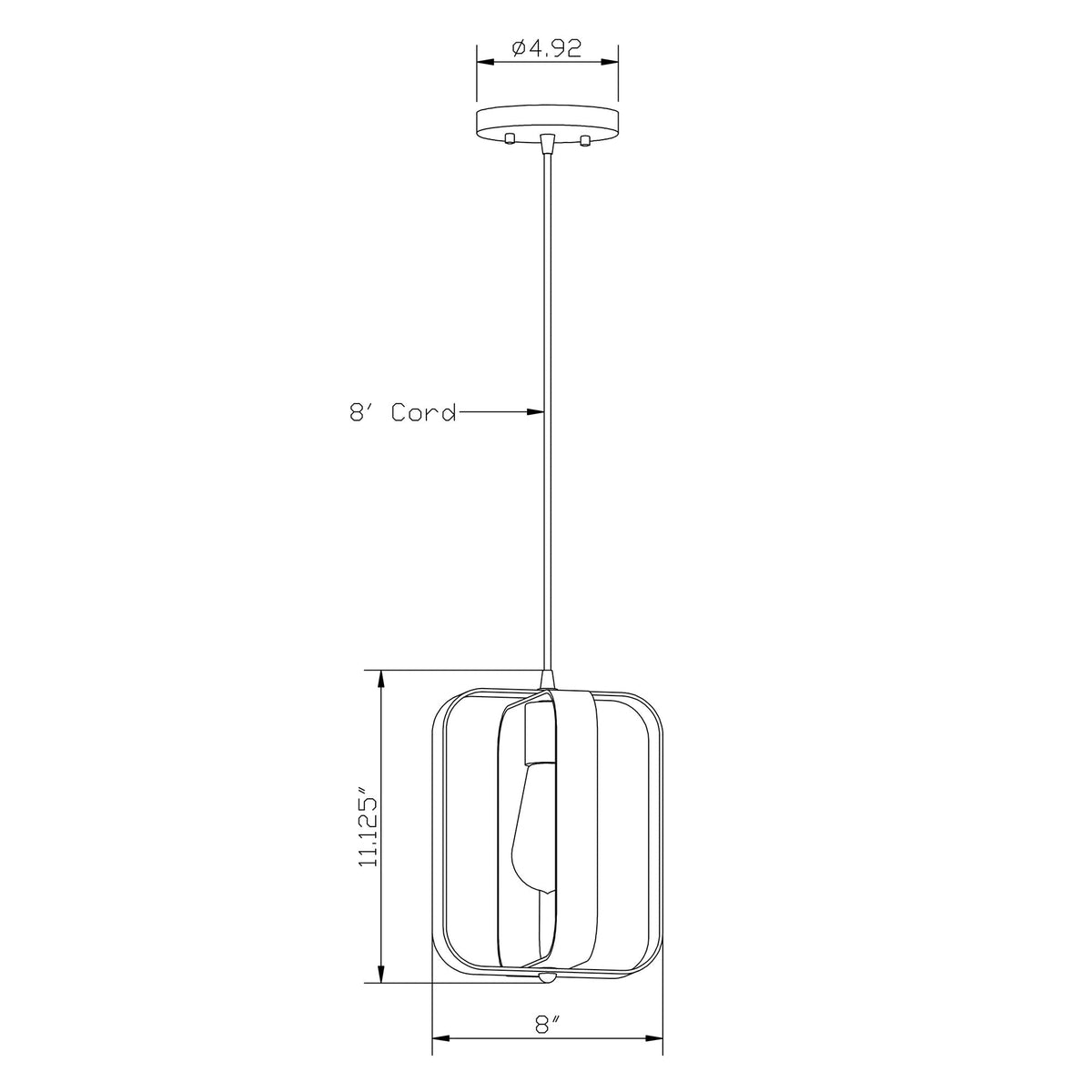 Forte Lighting Celeste 8" Steel Mini Pendant In Brushed Nickel Finish
