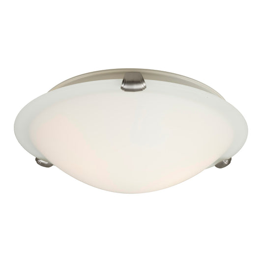 Forte Lighting Cirrus 12" 2-Light Steel Brushed Nickel Flush Mount With White Glass Shade