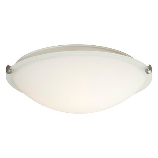 Forte Lighting Cirrus 16" 3-Light Steel Brushed Nickel Flush Mount With White Glass Shade