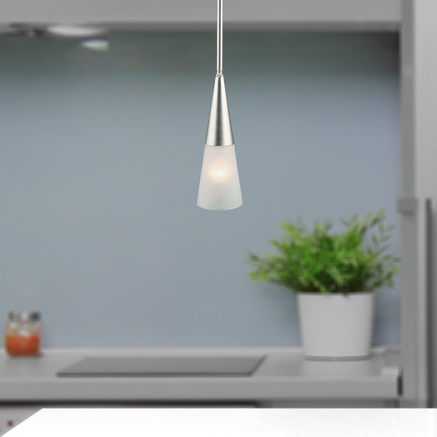 Forte Lighting Conan 5" Steel Brushed Nickel Mini Pendant With Satin White Glass Shade