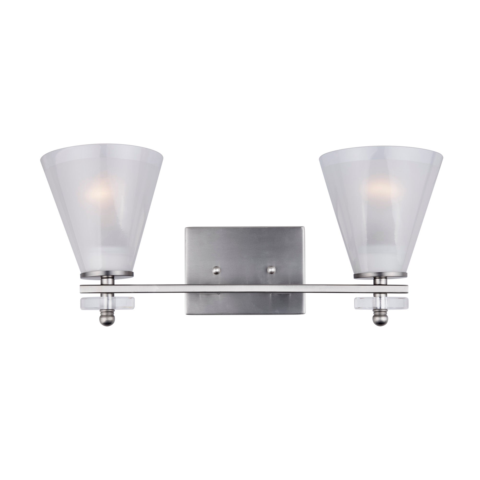 Forte Lighting Cyndy 18" 2-Light Steel Brushed Nickel Bath Bar With Cl ...