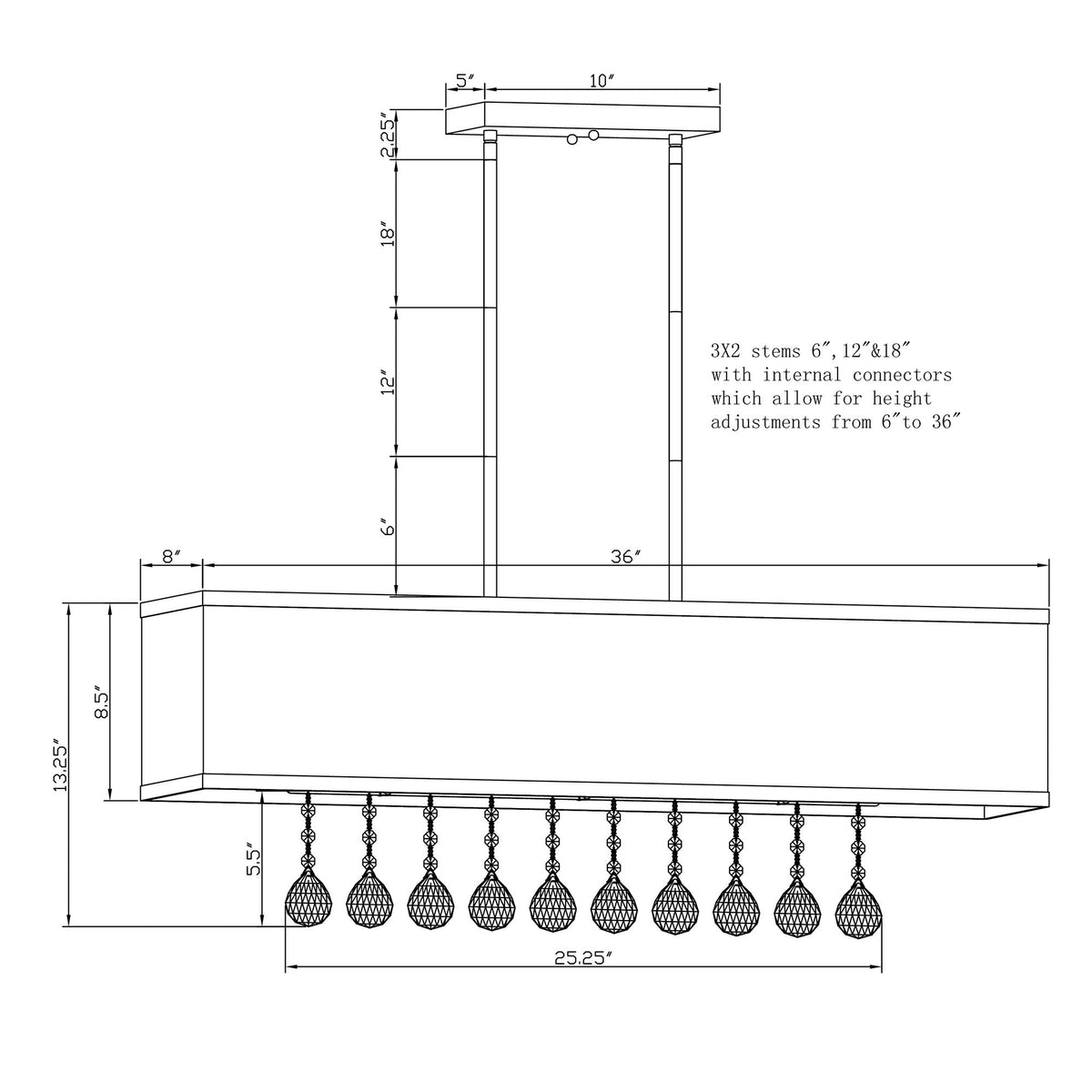 Forte Lighting Garvey 36" 4-Light Steel Linear Antique Bronze Pendant With Off White Linen Shades