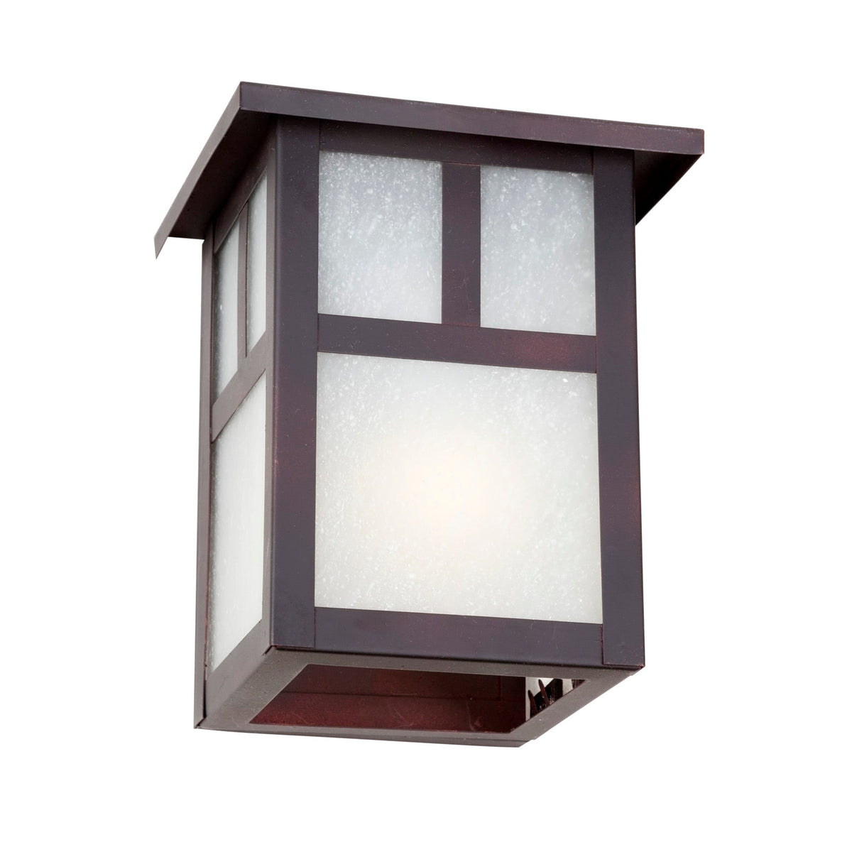 Forte Lighting Glenn 6" Brass Fluorescent Bulb Antique Bronze Outdoor Wall Light With Frosted Seeded Glass Panels Shade