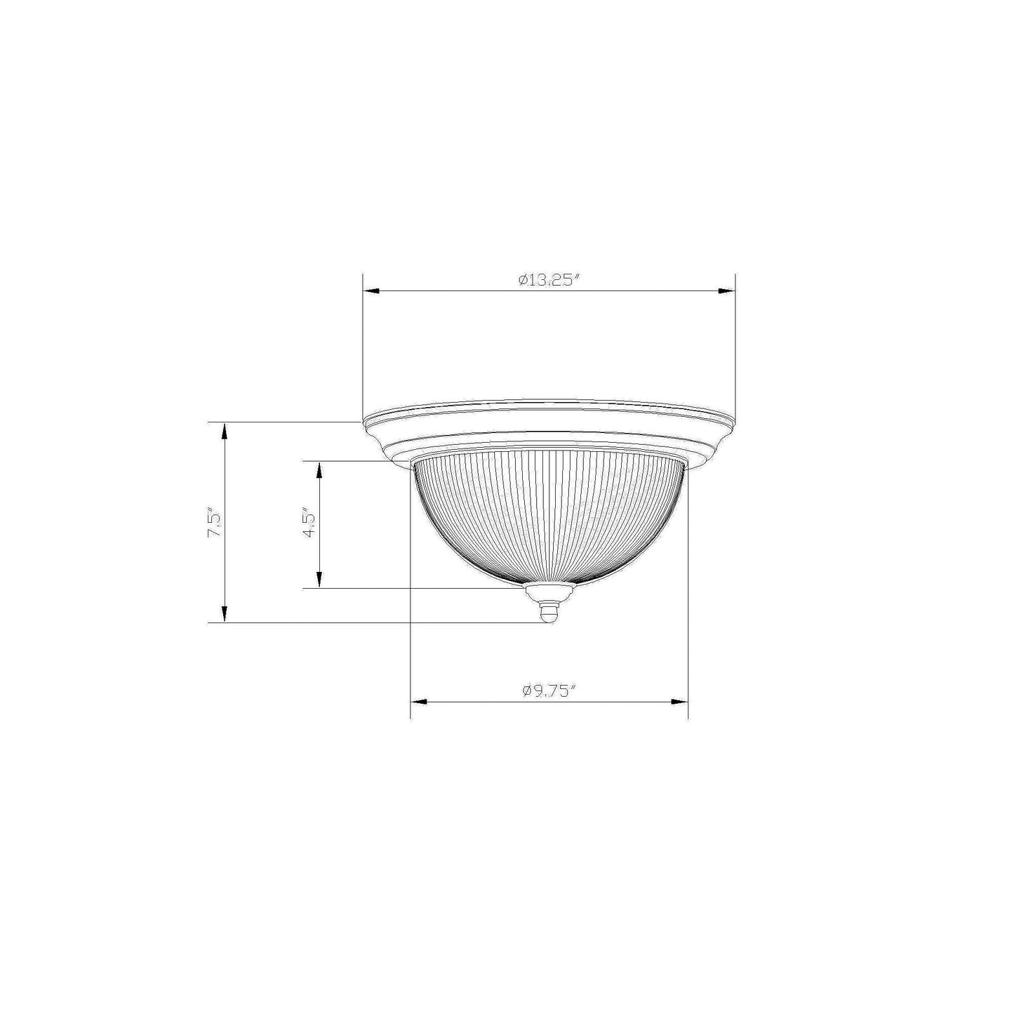 Forte Lighting Groove 13" 2-Light Steel Brushed Nickel Flush Mount With Clear Ribbed Glass Shade