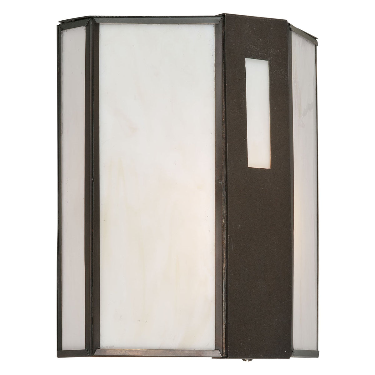 Forte Lighting Haskell 7" Brass Fluorescent Bulb Royal Bronze Outdoor Wall Light With Honey Glass Panels Shade