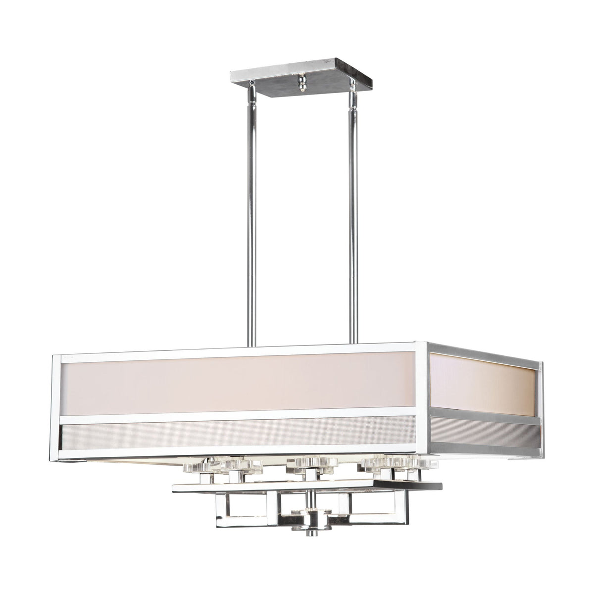 Forte Lighting Ione 27" 8-Light Steel Chrome Pendant With Fabric Shades