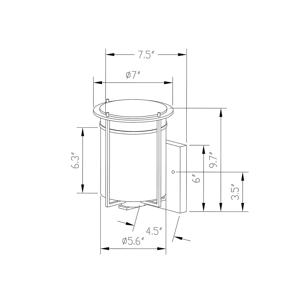 Forte Lighting Jax 7" Steel Antique Bronze Outdoor Wall Light With Frosted Seeded Glass Shade
