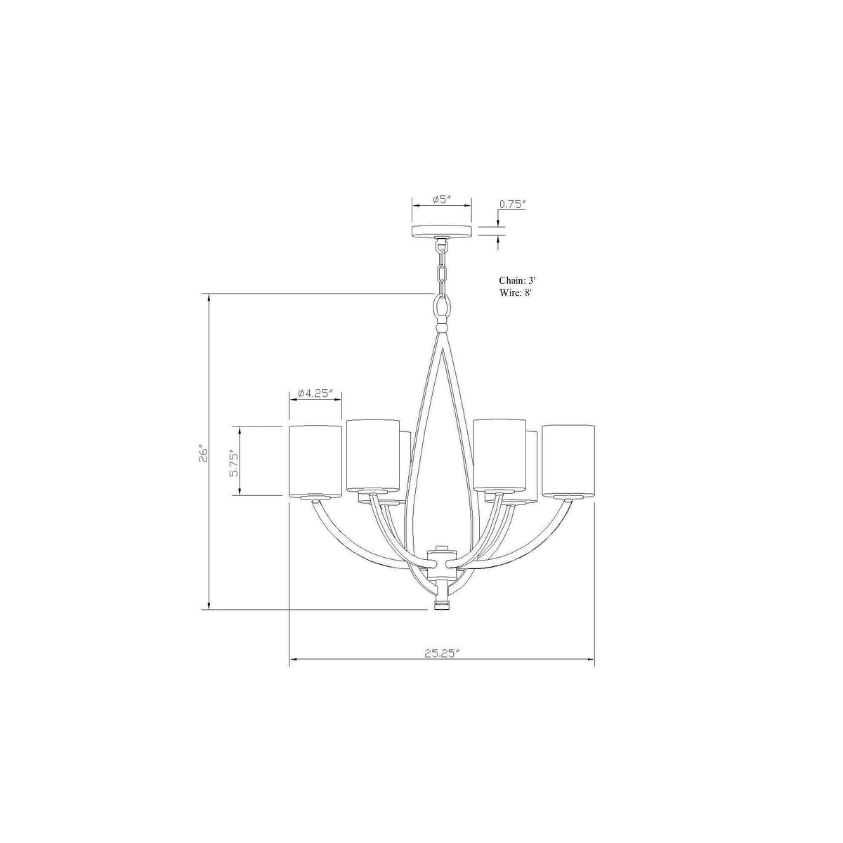 Forte Lighting Keli 26" 6-Light Steel Chrome Round Chandelier With Satin Opal Glass Shades