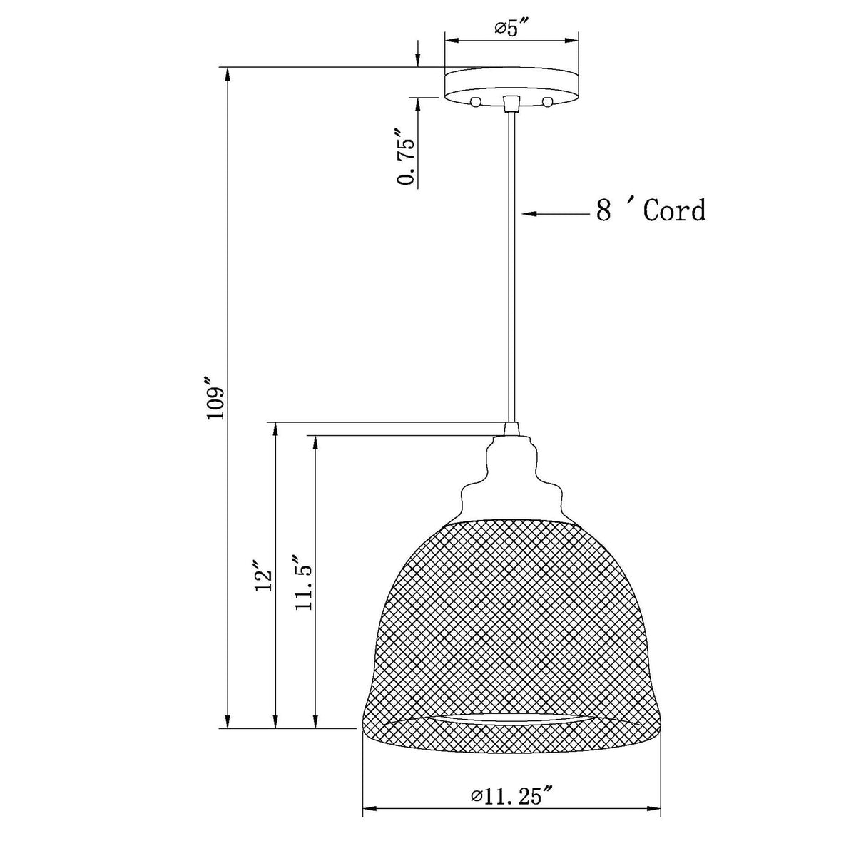 Forte Lighting Mesh 11" Steel Black Pendant With Black Industrial Mesh Shade