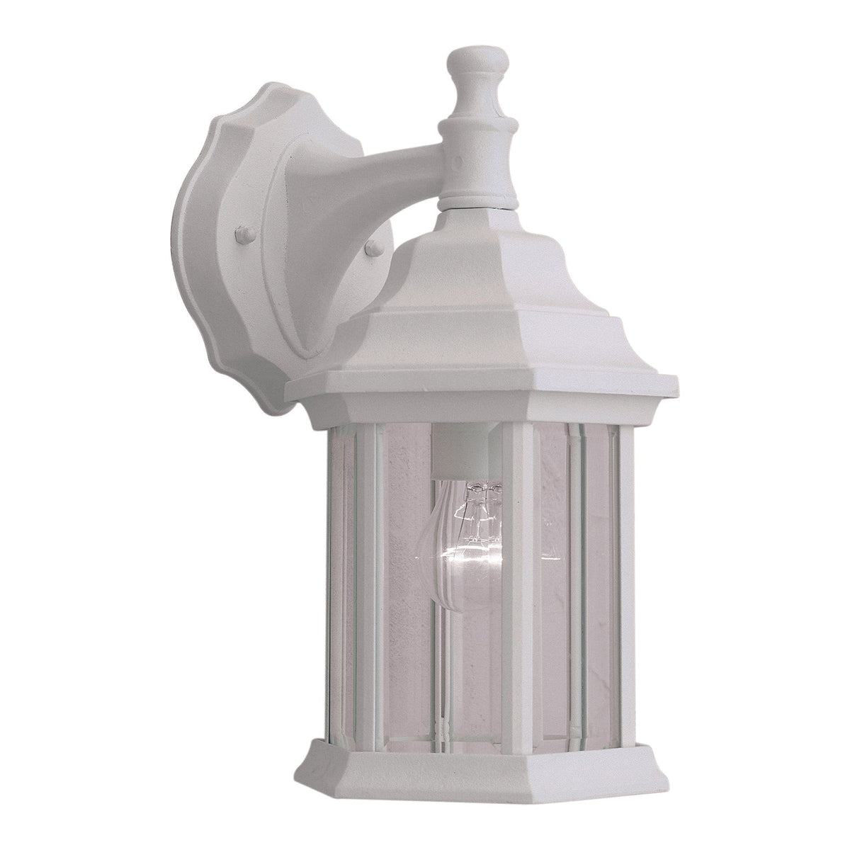 Forte Lighting Penn 7" Die Cast Aluminum Matte White Outdoor Wall Light With Clear Beveled Glass Panels Shade