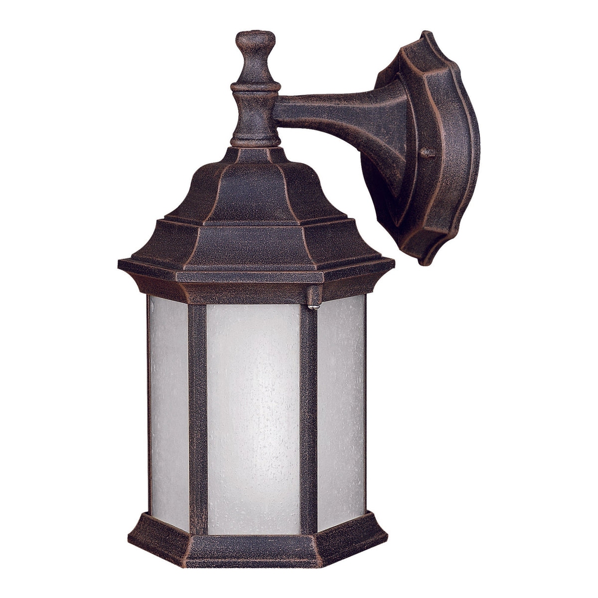Forte Lighting Penn 7" Fluorescent Die Cast Aluminum Painted Rust Outdoor Wall Light With Frosted Seeded Glass Panels Shade