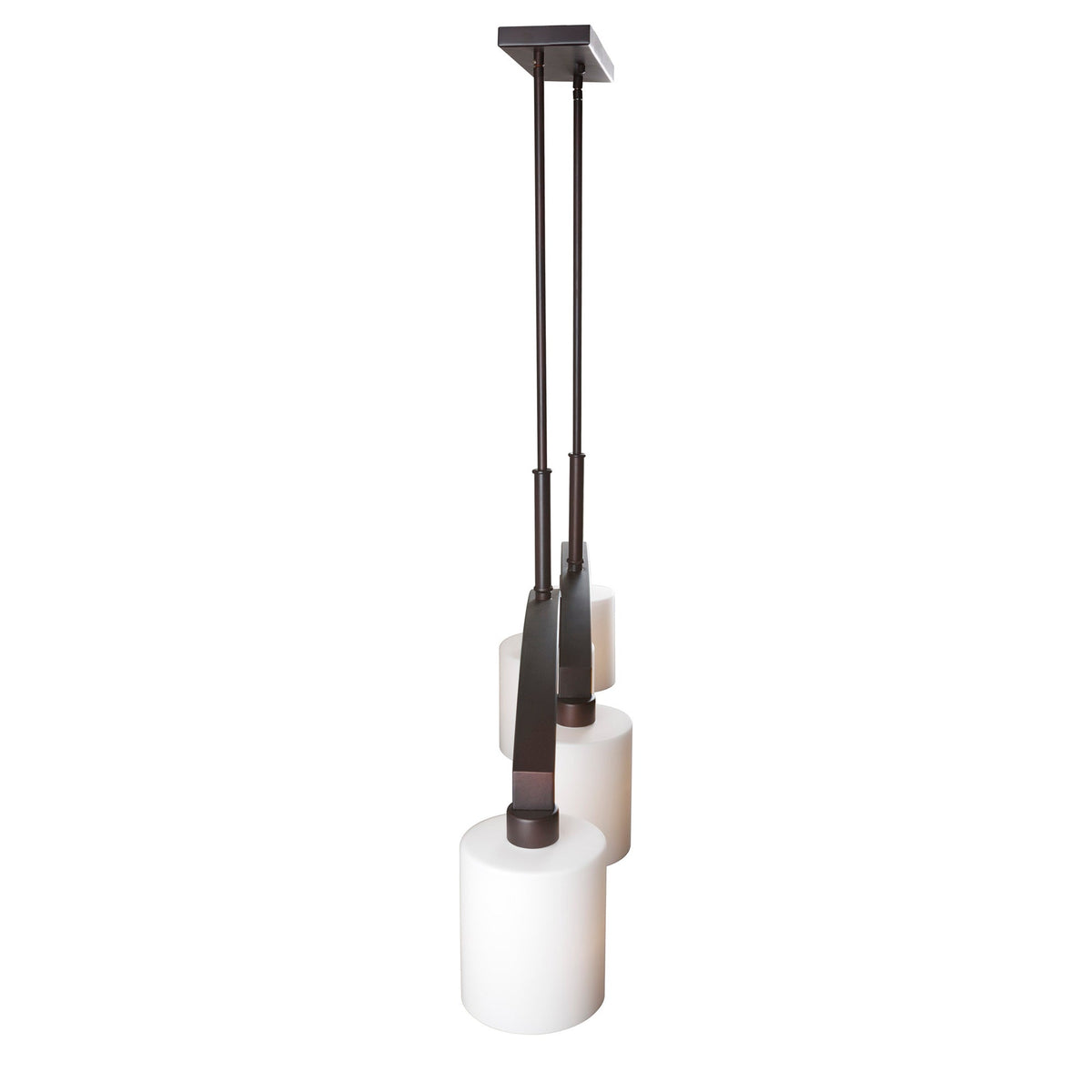 Forte Lighting Shanti 42" 4-Light Steel Linear Antique Bronze Pendant With Satin Opal Glass Shades