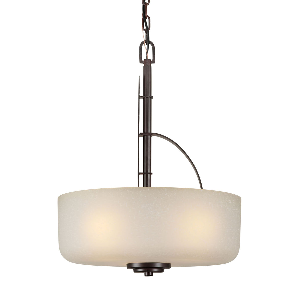 Forte Lighting Zane 17" 3-Light Steel Antique Bronze Bowl Pendant With Umber Linen Glass Shade