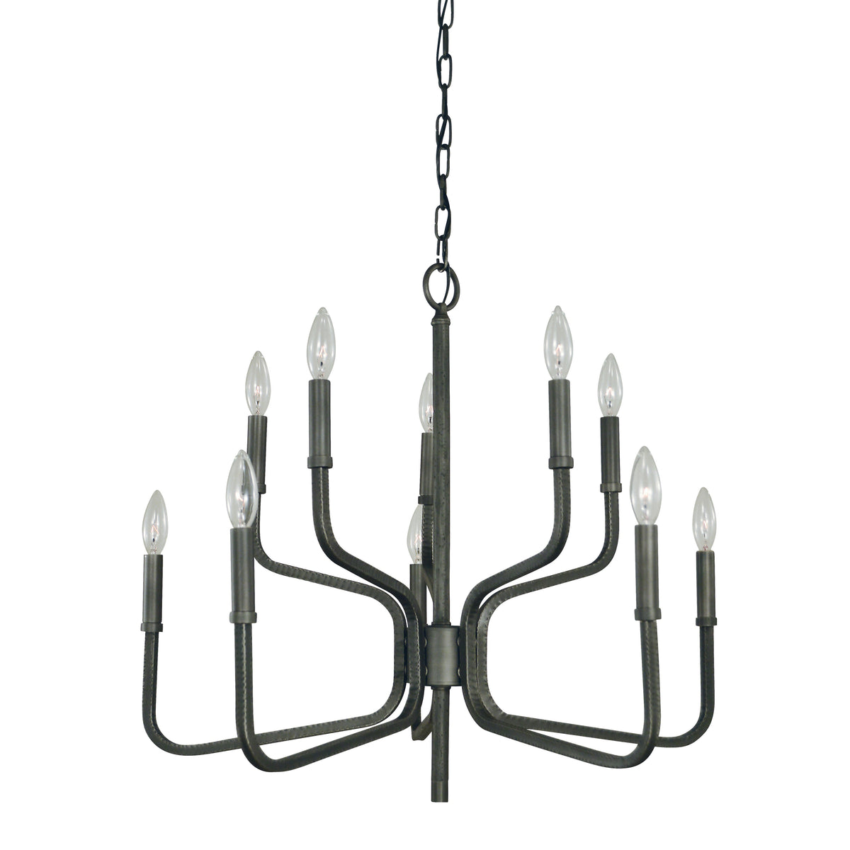 Framburg Heidelberg 28" x 24" 10-Light Satin Pewter Dining Chandelier