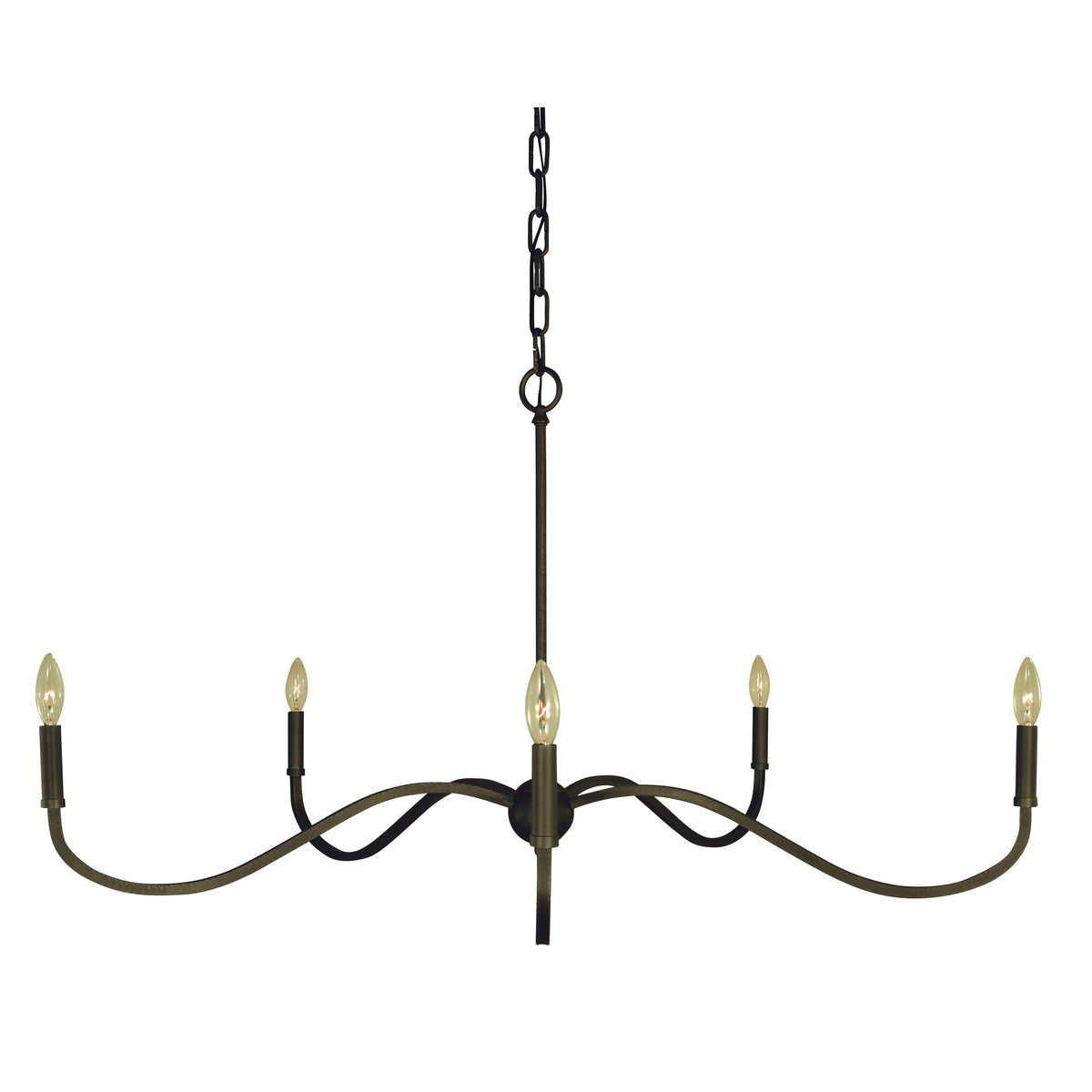Framburg Heidelberg 45" x 22" 5-Light Satin Pewter Dining Chandelier