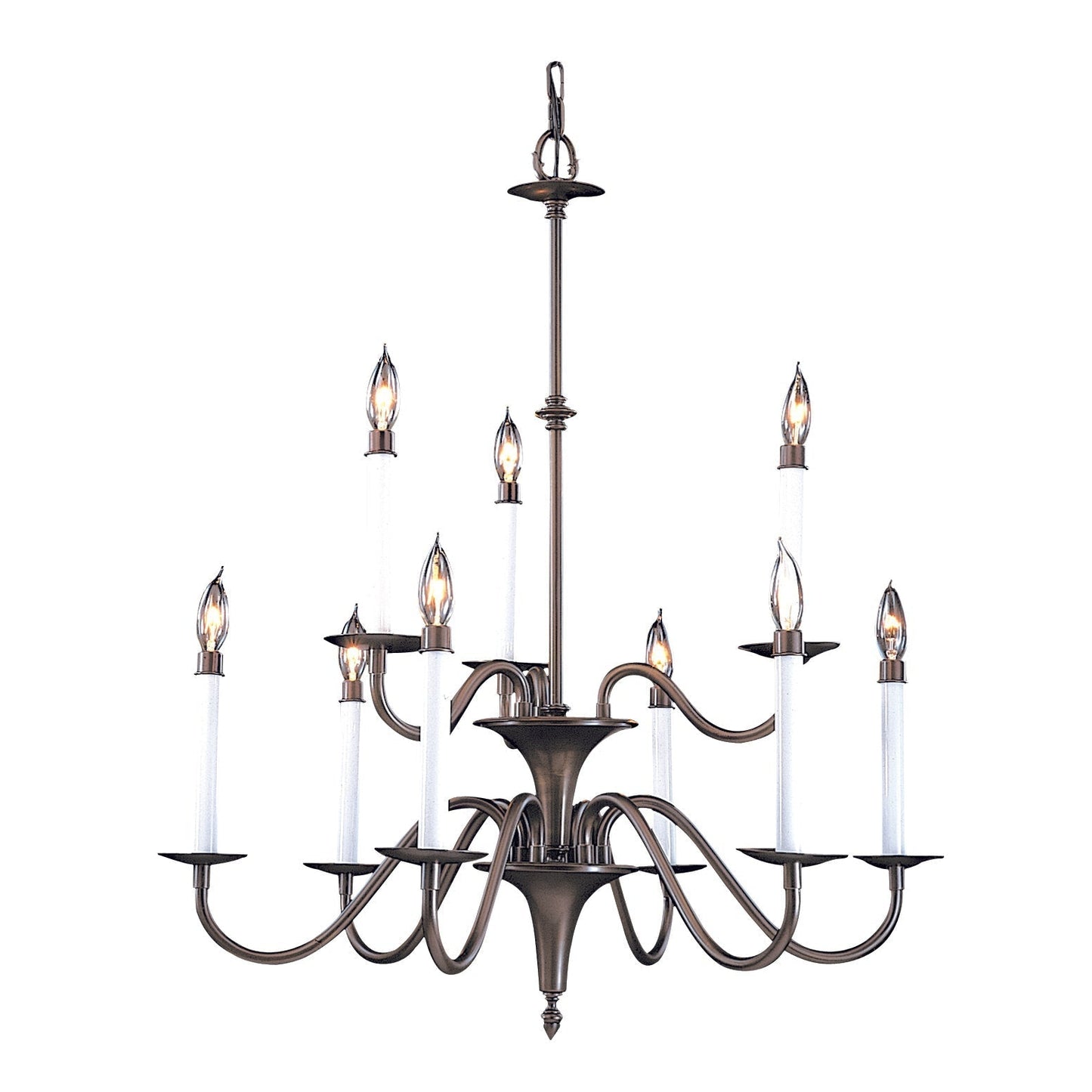 Framburg Jamestown 28" x 32" 9-Light Satin Pewter Dining Chandelier