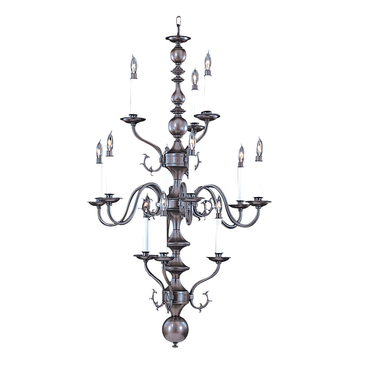 Framburg Jamestown 30" x 48" 12-Light Polished Brass Foyer Chandelier