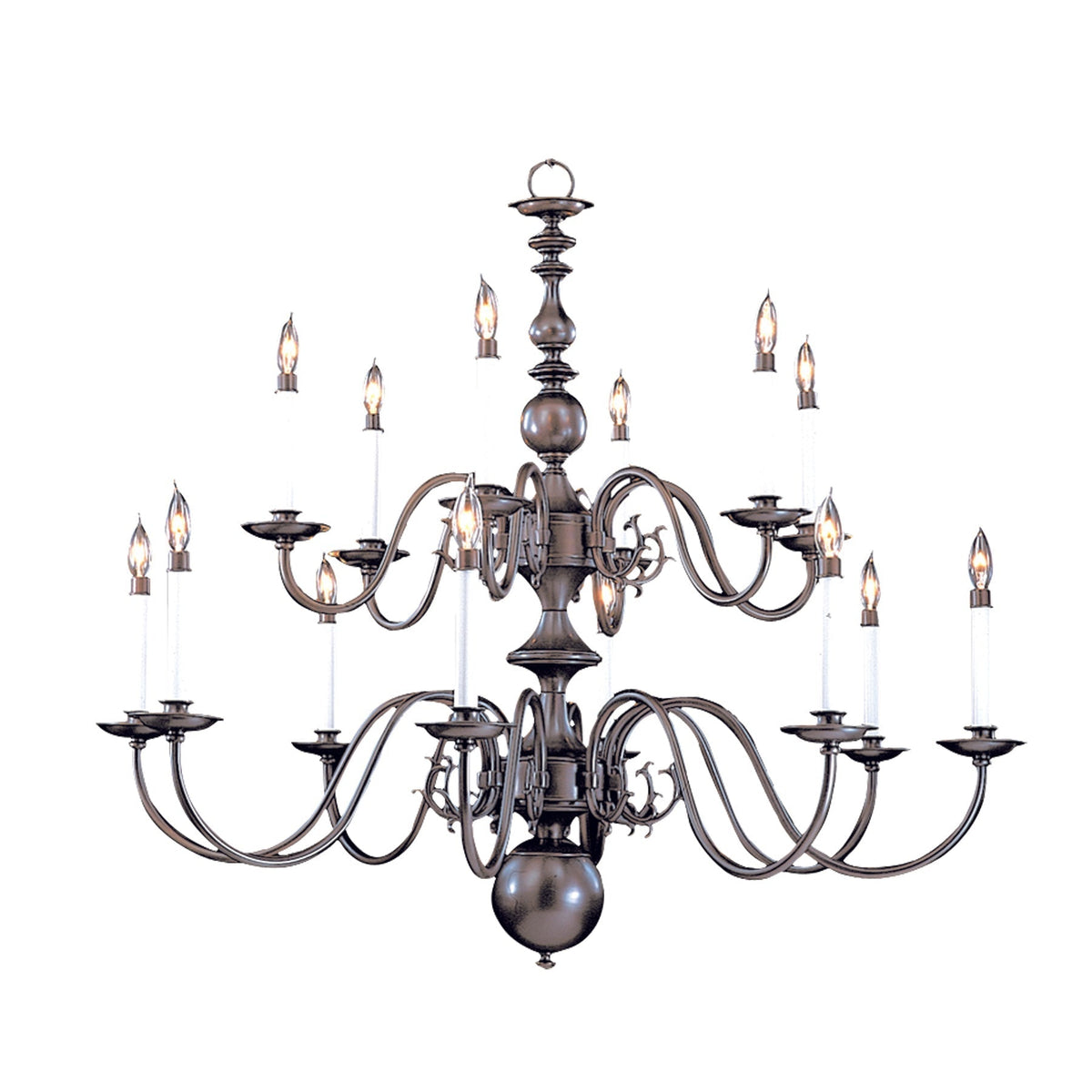 Framburg Jamestown 41" x 36" 14-Light Mahogany Bronze Foyer Chandelier