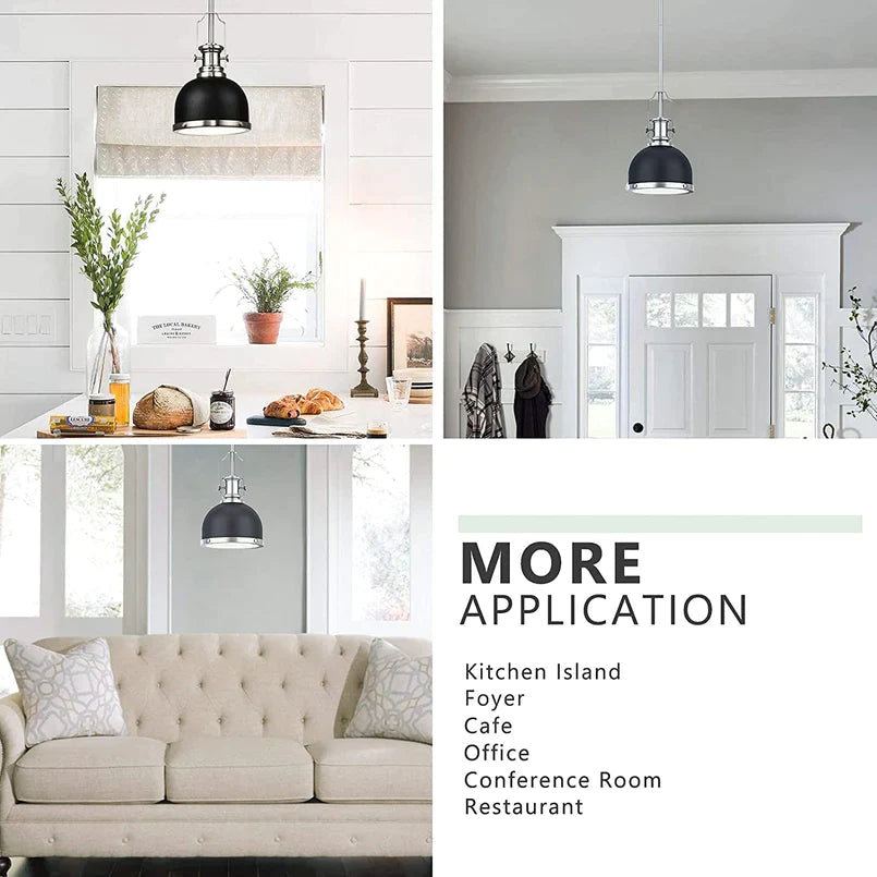 GZBtech Single Black Dome Pendant Light