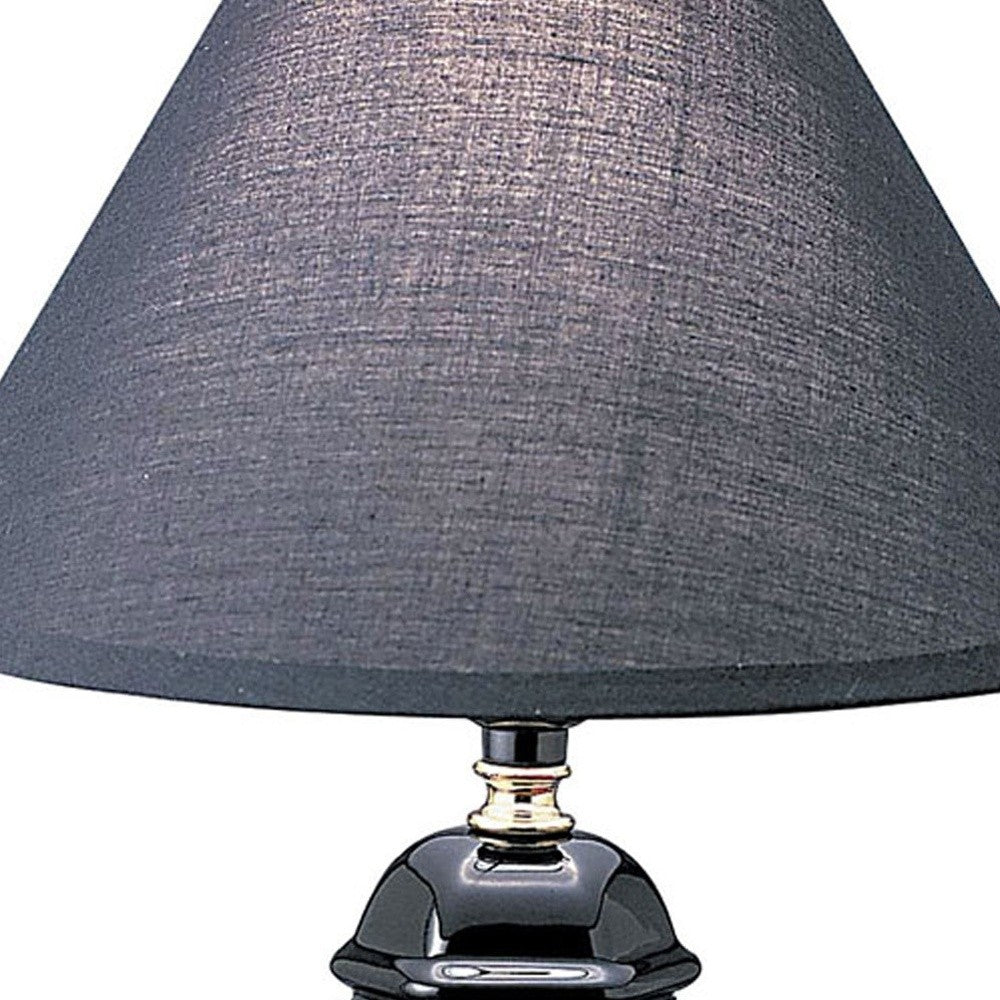 HomeRoots 13" Black Ceramic Bedside Table Lamp With Black Shade