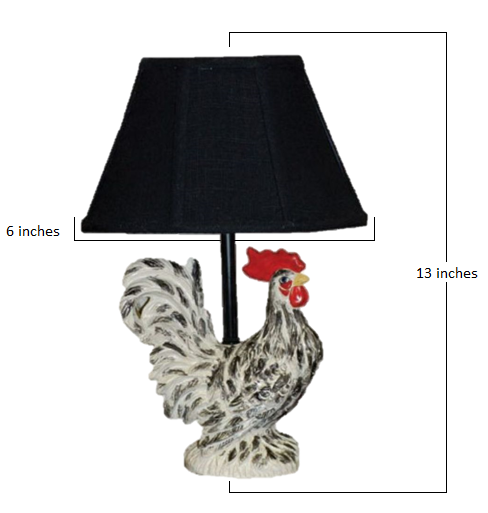 HomeRoots 13" Rustic Farmhouse Rooster Accent Lamp With Black Shade