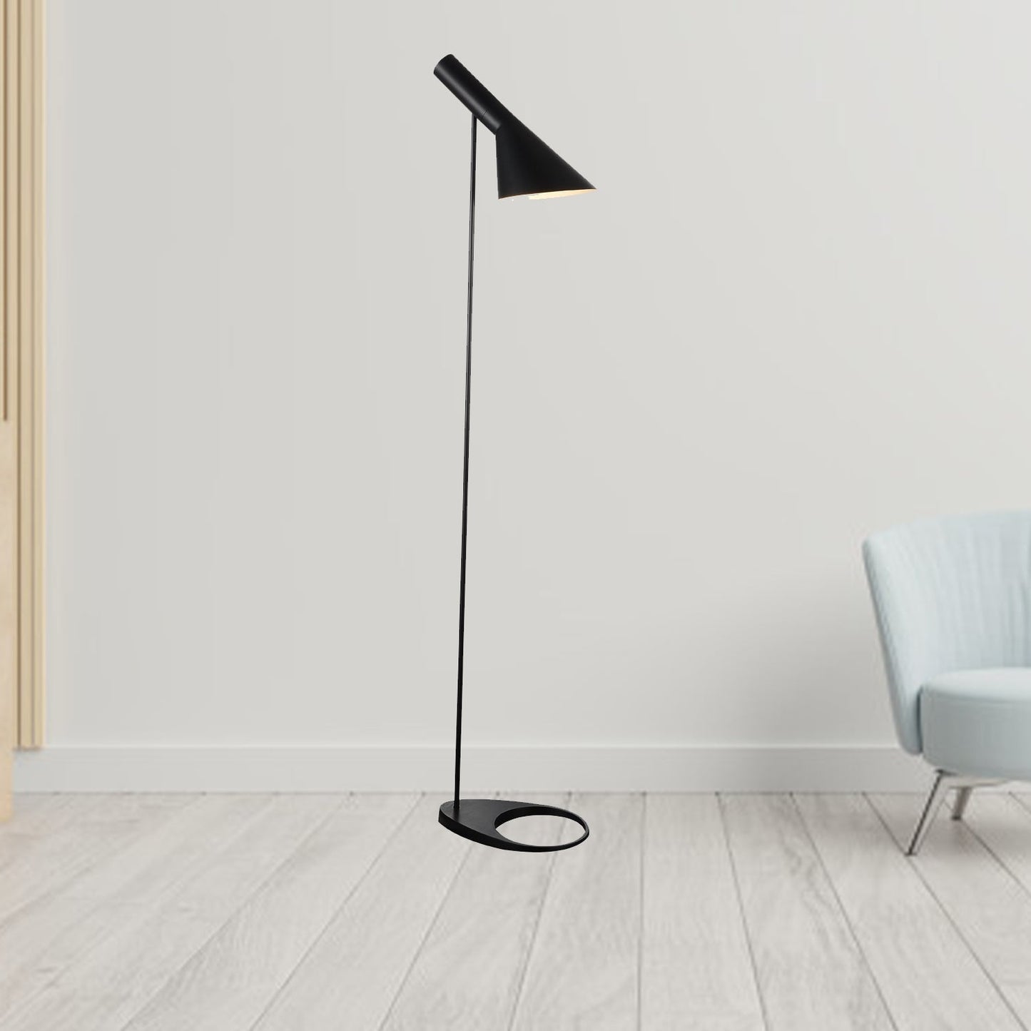 HomeRoots 13" x 51" Floor Lamp in Black Metal Finish