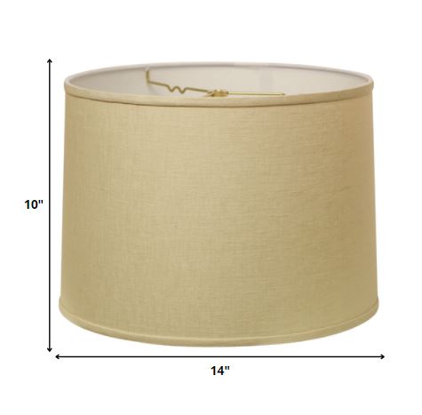 HomeRoots 14" Throwback Drum Linen Lampshade With Beige Parchment Finish