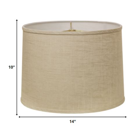 HomeRoots 14" Throwback Drum Linen Lampshade in Light Wheat Finish