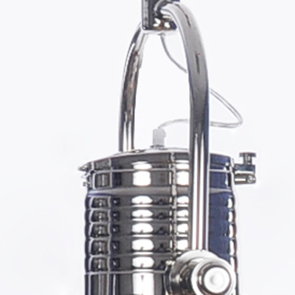 HomeRoots 15" x 15" x 66" Large Steel Pendant Lamp in Chrome Finish