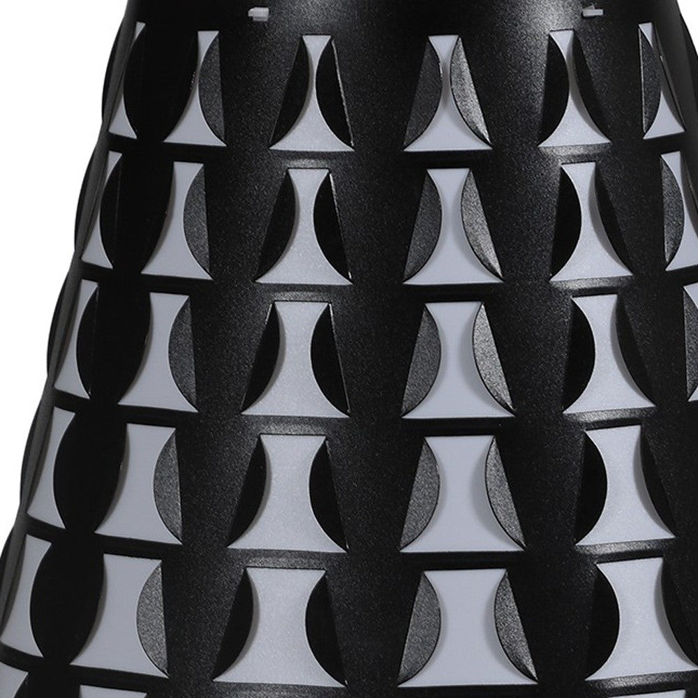 HomeRoots 16” Modern Metal Bedside Table Lamp in Black and White Finish