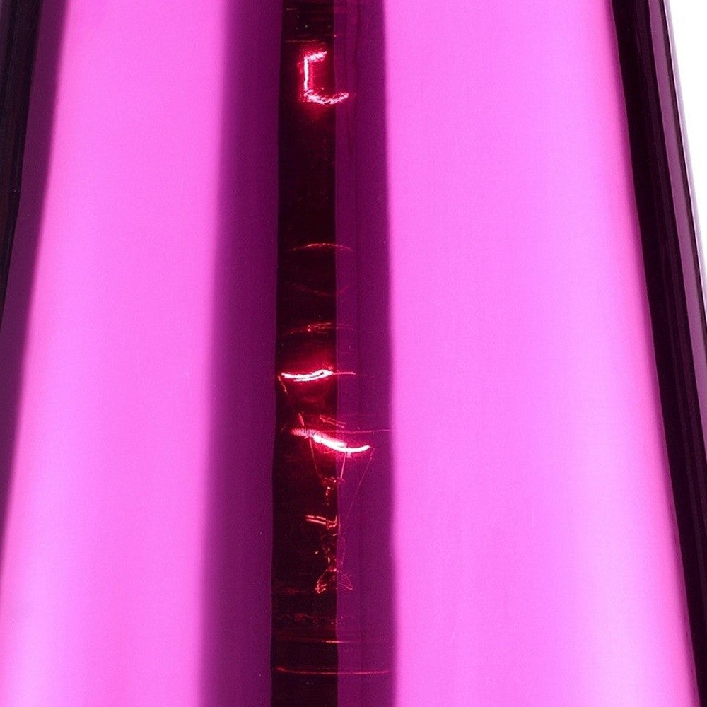 HomeRoots 18" Purple Glass Bedside Table Lamp With Red Plastic Shade